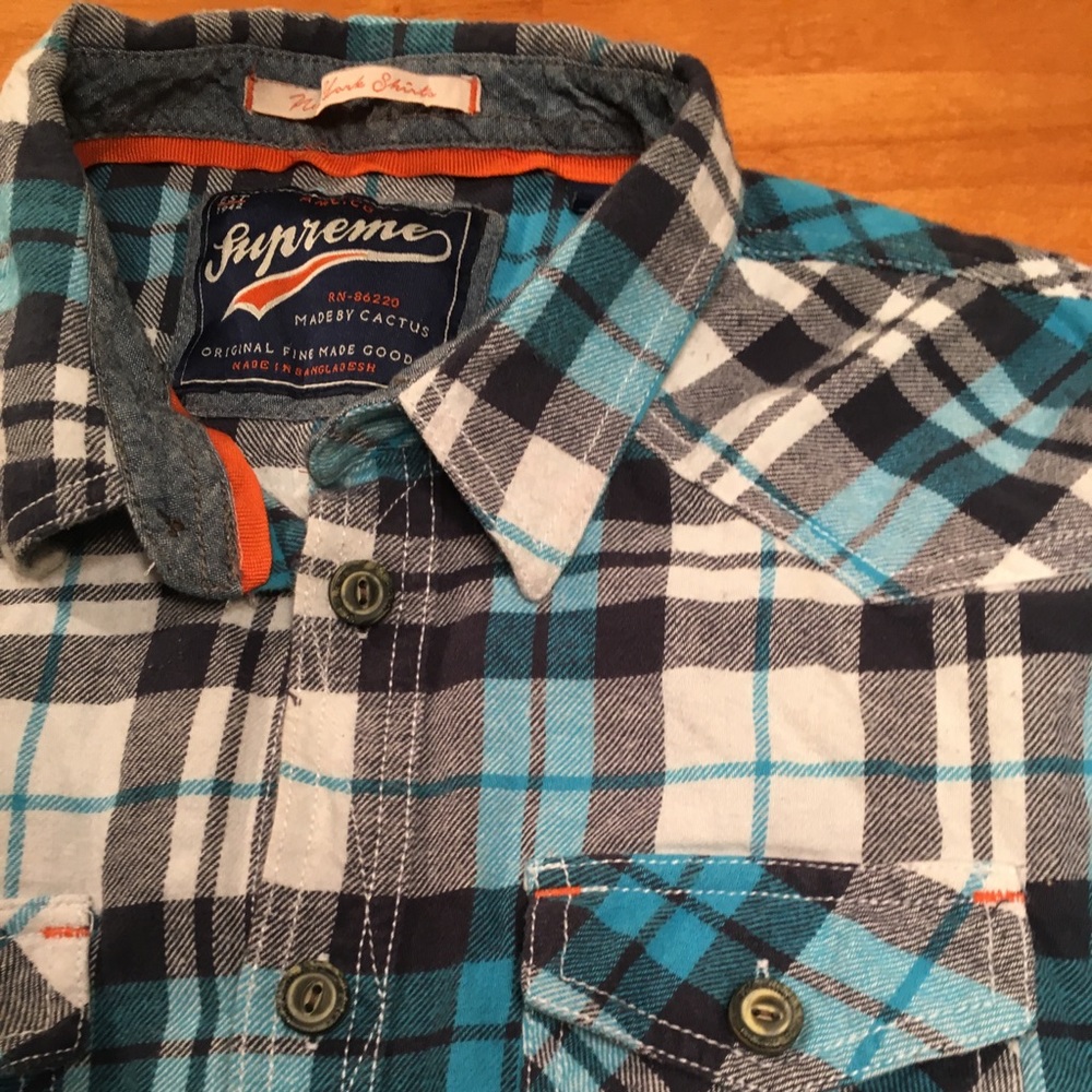 Supreme by Cactus Blue Plaid Flannel - Size XL